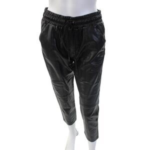 David Lerner Womens Cropped Jogger Pants Black Biker Drawstring Size S